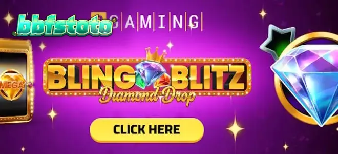 Tampilan visual slot Bling Blitz Diamond Drop dengan tema berlian dan peti harta karun.